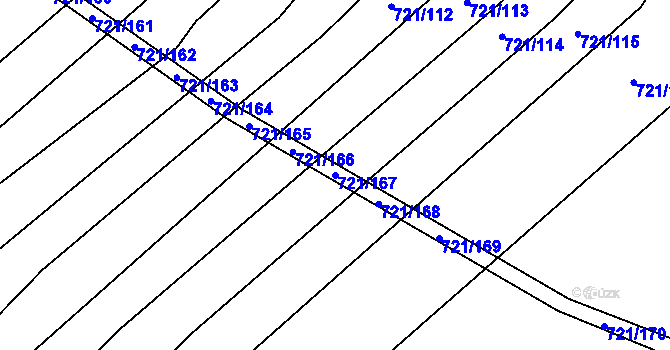 Parcela st. 721/167 v KÚ Dědice u Vyškova, Katastrální mapa