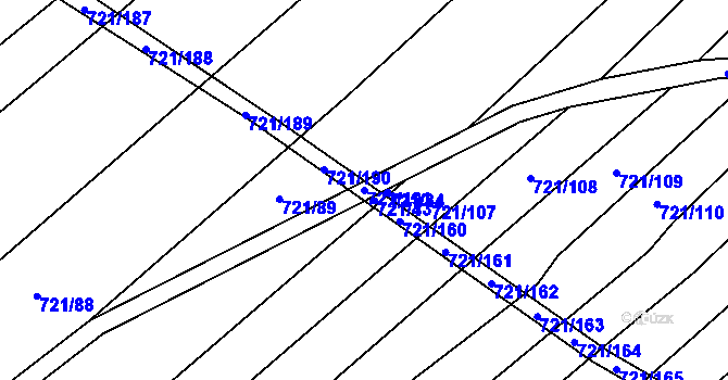 Parcela st. 721/191 v KÚ Dědice u Vyškova, Katastrální mapa