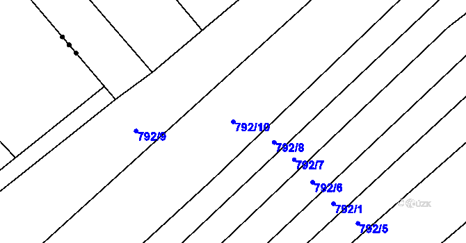 Parcela st. 792/10 v KÚ Dědice u Vyškova, Katastrální mapa