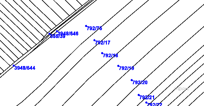 Parcela st. 792/18 v KÚ Dědice u Vyškova, Katastrální mapa