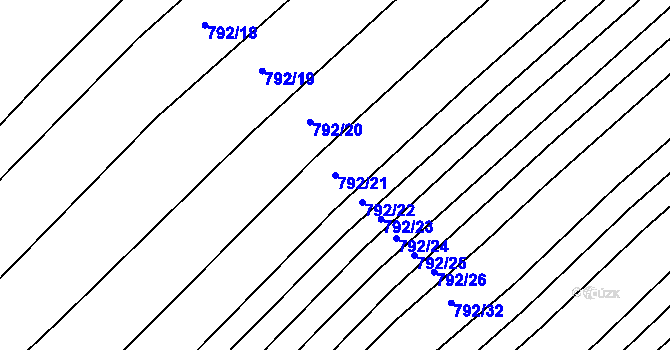 Parcela st. 792/21 v KÚ Dědice u Vyškova, Katastrální mapa