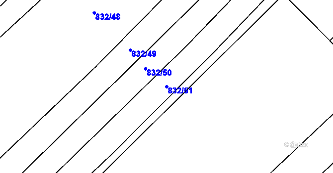 Parcela st. 832/51 v KÚ Dědice u Vyškova, Katastrální mapa