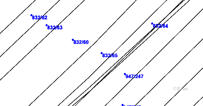 Parcela st. 832/65 v KÚ Dědice u Vyškova, Katastrální mapa