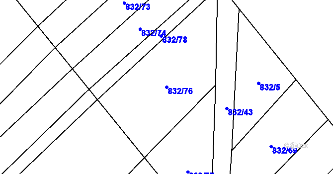 Parcela st. 832/76 v KÚ Dědice u Vyškova, Katastrální mapa