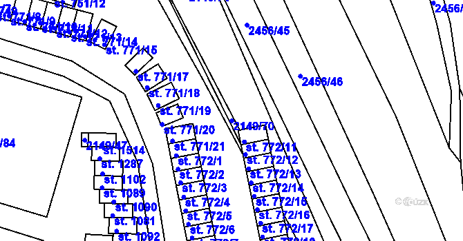Parcela st. 2149/70 v KÚ Dědice u Vyškova, Katastrální mapa