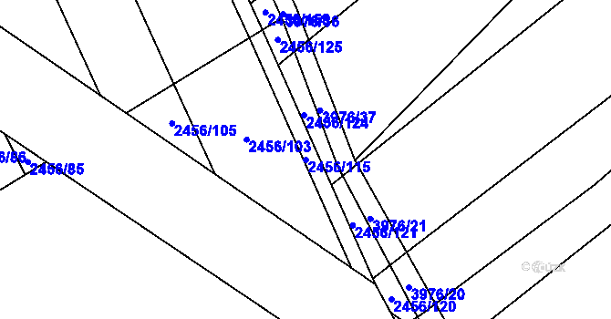 Parcela st. 2456/115 v KÚ Dědice u Vyškova, Katastrální mapa