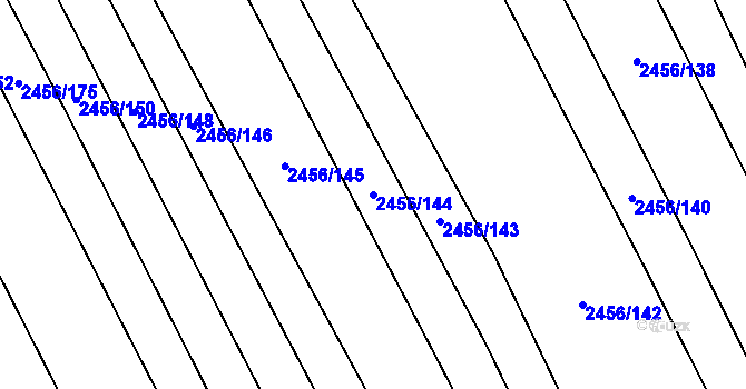 Parcela st. 2456/144 v KÚ Dědice u Vyškova, Katastrální mapa