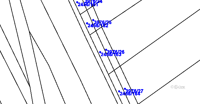 Parcela st. 2456/163 v KÚ Dědice u Vyškova, Katastrální mapa