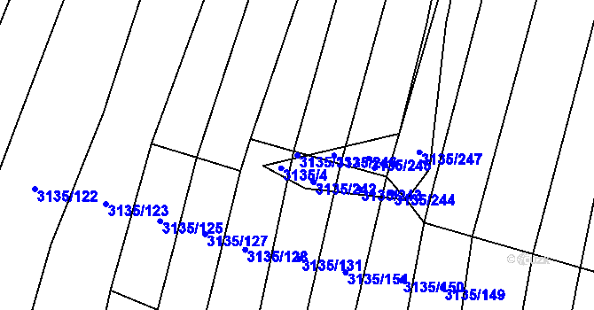 Parcela st. 3135/132 v KÚ Dědice u Vyškova, Katastrální mapa