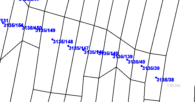 Parcela st. 3135/140 v KÚ Dědice u Vyškova, Katastrální mapa
