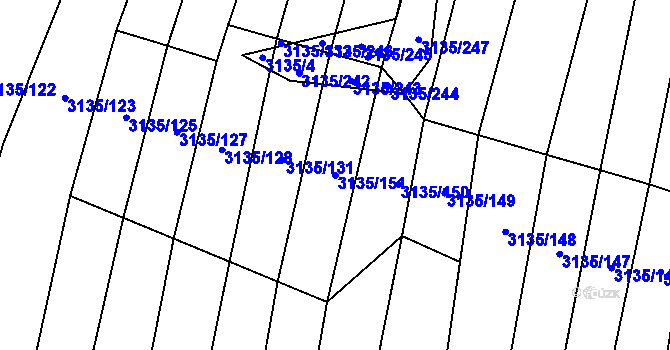 Parcela st. 3135/151 v KÚ Dědice u Vyškova, Katastrální mapa