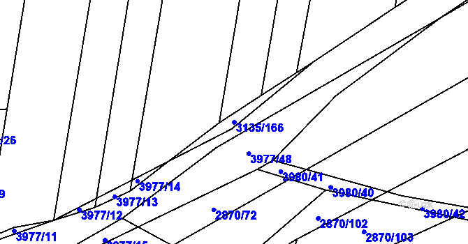 Parcela st. 3135/166 v KÚ Dědice u Vyškova, Katastrální mapa