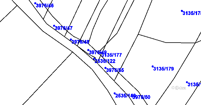 Parcela st. 3135/177 v KÚ Dědice u Vyškova, Katastrální mapa