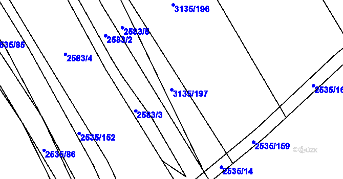 Parcela st. 3135/197 v KÚ Dědice u Vyškova, Katastrální mapa