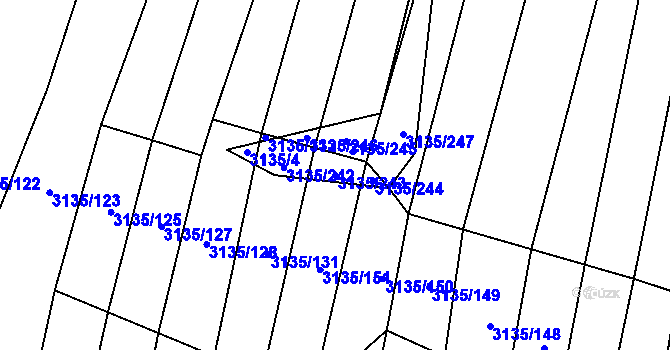 Parcela st. 3135/243 v KÚ Dědice u Vyškova, Katastrální mapa