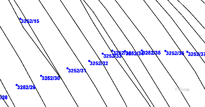 Parcela st. 3252/33 v KÚ Dědice u Vyškova, Katastrální mapa