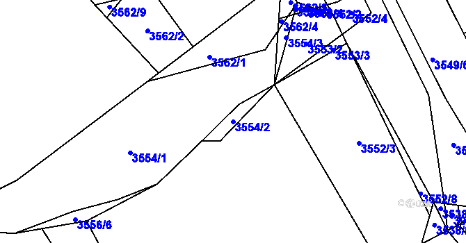 Parcela st. 3554/2 v KÚ Dědice u Vyškova, Katastrální mapa