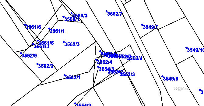 Parcela st. 3554/4 v KÚ Dědice u Vyškova, Katastrální mapa