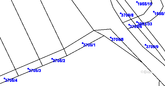 Parcela st. 3705/1 v KÚ Dědice u Vyškova, Katastrální mapa