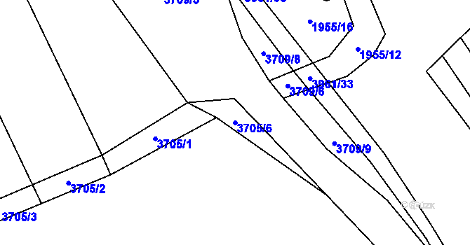 Parcela st. 3705/6 v KÚ Dědice u Vyškova, Katastrální mapa