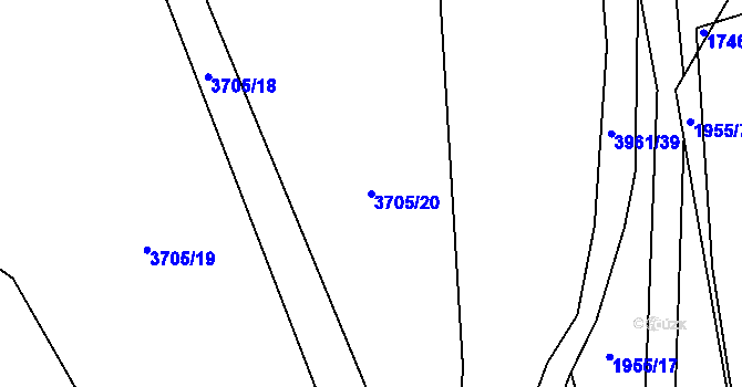 Parcela st. 3705/20 v KÚ Dědice u Vyškova, Katastrální mapa