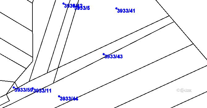 Parcela st. 3933/43 v KÚ Dědice u Vyškova, Katastrální mapa