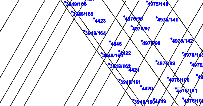 Parcela st. 3948/163 v KÚ Dědice u Vyškova, Katastrální mapa
