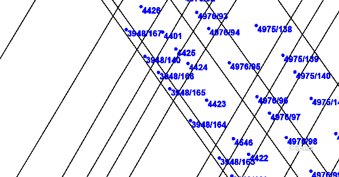 Parcela st. 3948/165 v KÚ Dědice u Vyškova, Katastrální mapa