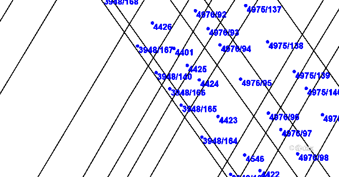 Parcela st. 3948/166 v KÚ Dědice u Vyškova, Katastrální mapa