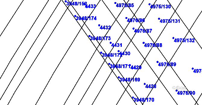 Parcela st. 3948/172 v KÚ Dědice u Vyškova, Katastrální mapa