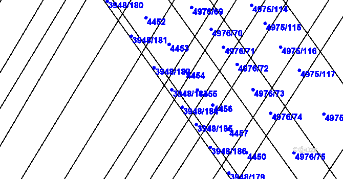 Parcela st. 3948/183 v KÚ Dědice u Vyškova, Katastrální mapa