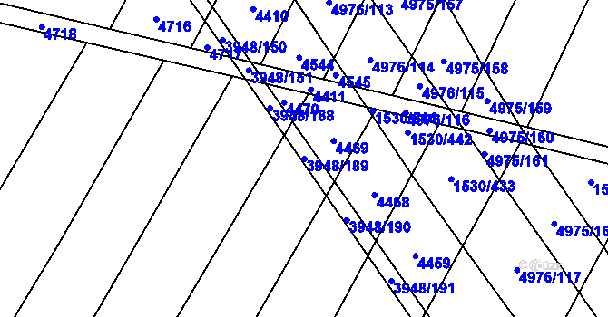 Parcela st. 3948/189 v KÚ Dědice u Vyškova, Katastrální mapa