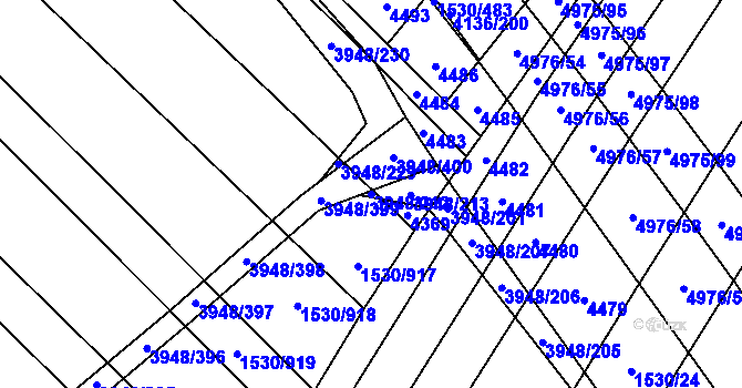 Parcela st. 3948/212 v KÚ Dědice u Vyškova, Katastrální mapa