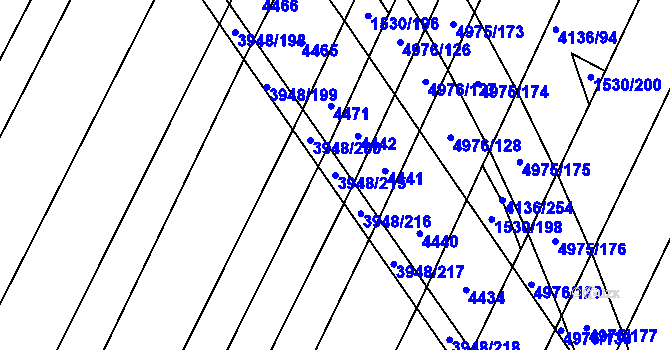 Parcela st. 3948/215 v KÚ Dědice u Vyškova, Katastrální mapa