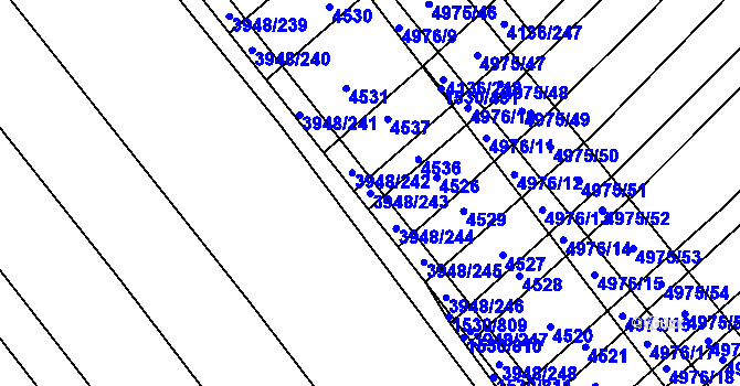 Parcela st. 3948/243 v KÚ Dědice u Vyškova, Katastrální mapa