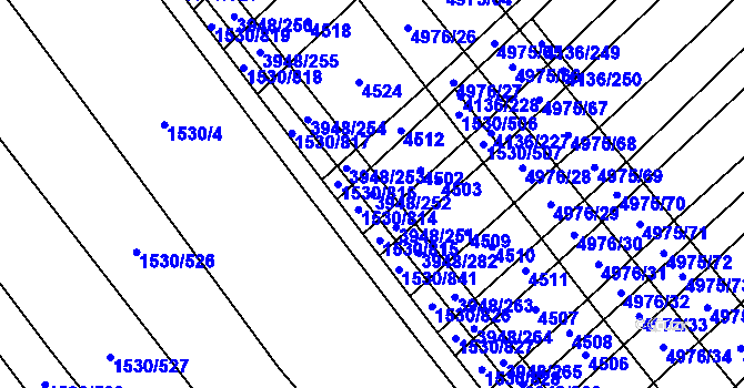 Parcela st. 3948/252 v KÚ Dědice u Vyškova, Katastrální mapa