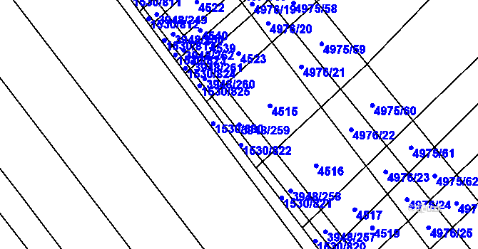 Parcela st. 3948/259 v KÚ Dědice u Vyškova, Katastrální mapa