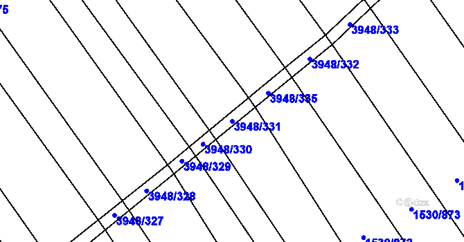 Parcela st. 3948/331 v KÚ Dědice u Vyškova, Katastrální mapa