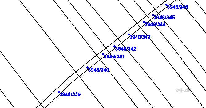 Parcela st. 3948/341 v KÚ Dědice u Vyškova, Katastrální mapa