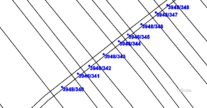 Parcela st. 3948/343 v KÚ Dědice u Vyškova, Katastrální mapa
