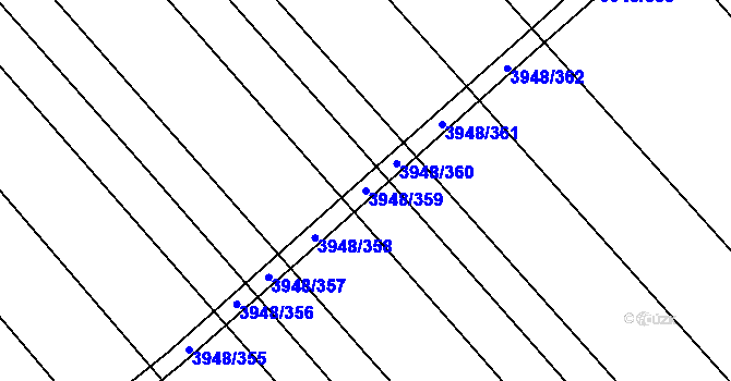 Parcela st. 3948/359 v KÚ Dědice u Vyškova, Katastrální mapa