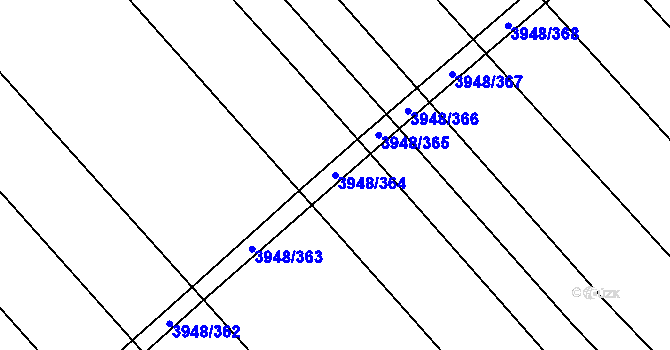 Parcela st. 3948/364 v KÚ Dědice u Vyškova, Katastrální mapa