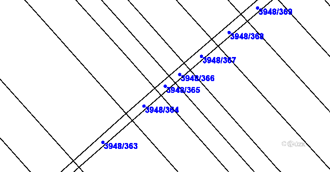 Parcela st. 3948/365 v KÚ Dědice u Vyškova, Katastrální mapa