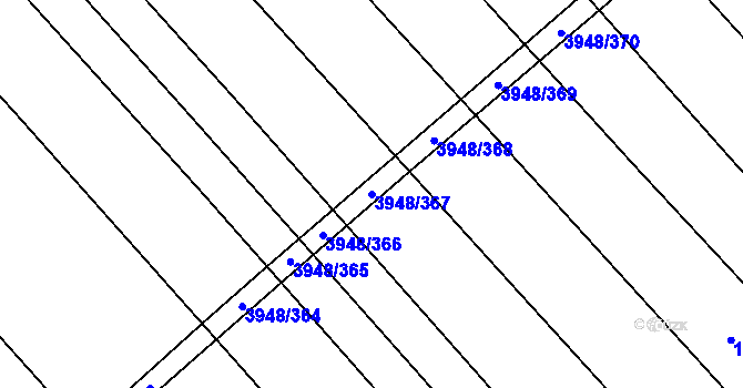 Parcela st. 3948/367 v KÚ Dědice u Vyškova, Katastrální mapa