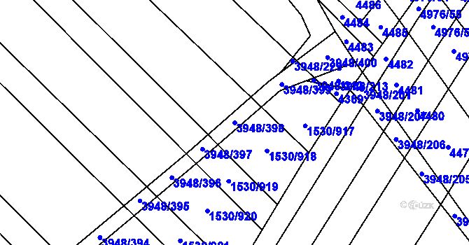 Parcela st. 3948/398 v KÚ Dědice u Vyškova, Katastrální mapa