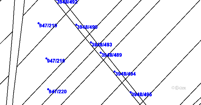 Parcela st. 3948/489 v KÚ Dědice u Vyškova, Katastrální mapa