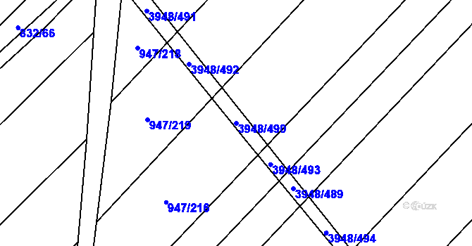 Parcela st. 3948/490 v KÚ Dědice u Vyškova, Katastrální mapa