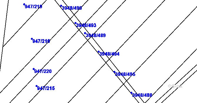 Parcela st. 3948/494 v KÚ Dědice u Vyškova, Katastrální mapa