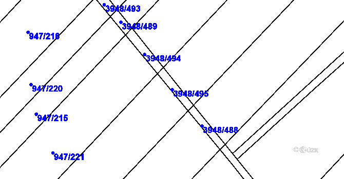 Parcela st. 3948/495 v KÚ Dědice u Vyškova, Katastrální mapa