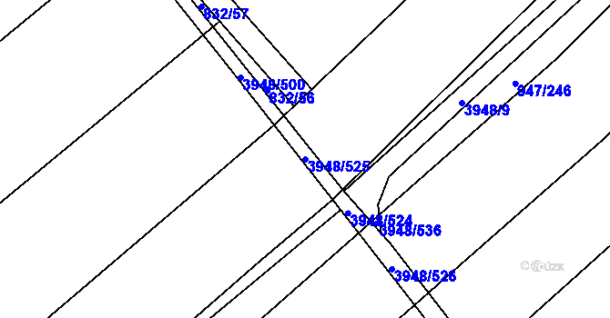 Parcela st. 3948/525 v KÚ Dědice u Vyškova, Katastrální mapa
